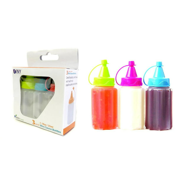 3pc Condiment Container Dispenser Picnic Set Ketchup Mustard BBQ Squeeze Bottles